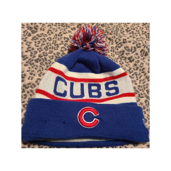 New Era Chicago Cubs Pom Pom Beanie Hat One Size Multicolor Cuffed Knit (AH) - Picture 3 of 4